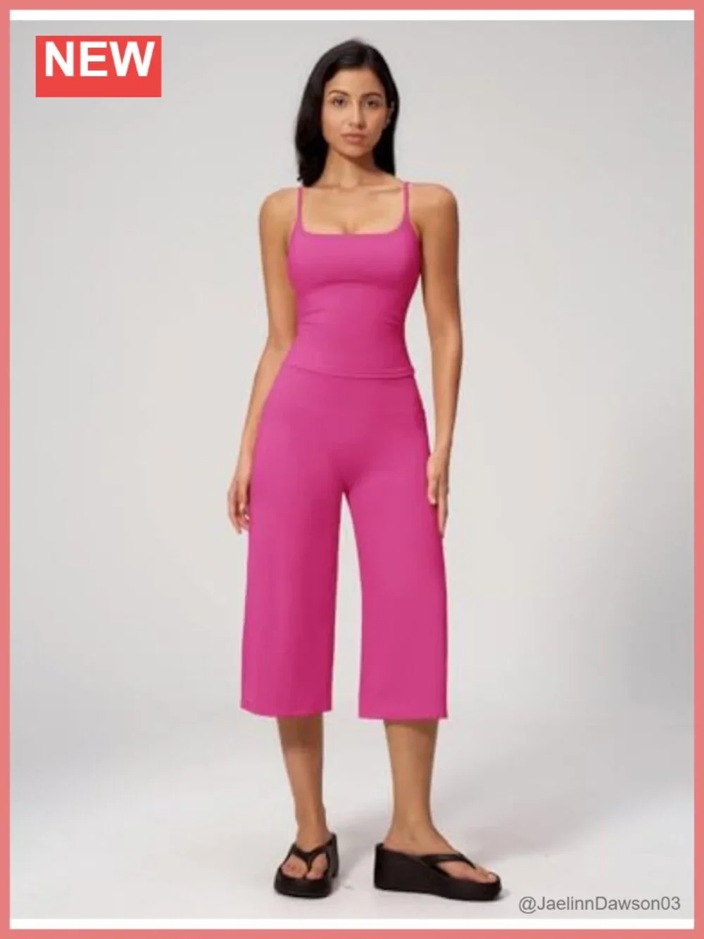 Women's Two-Piece Workout Set Halter Tank Wide Leg Capri Pants